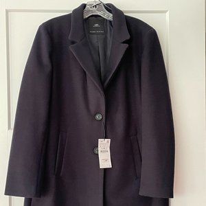 Zara Navy two button mid length coat
